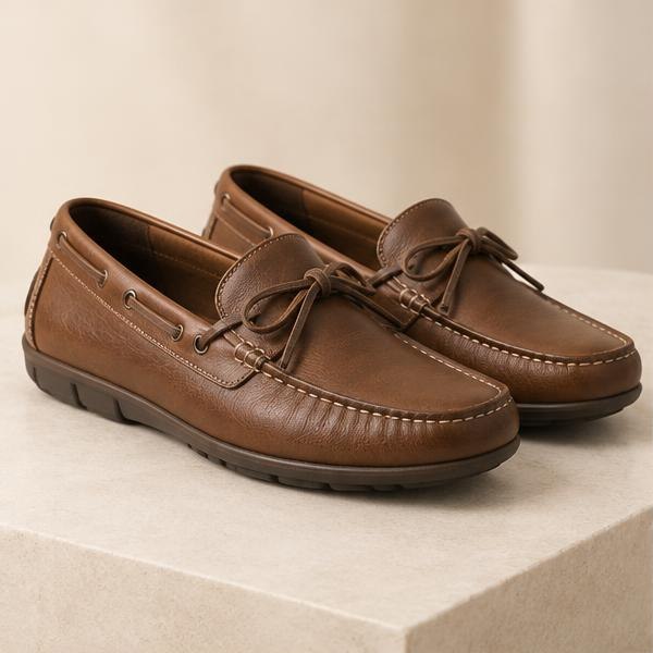 Brown leather casual moccasins